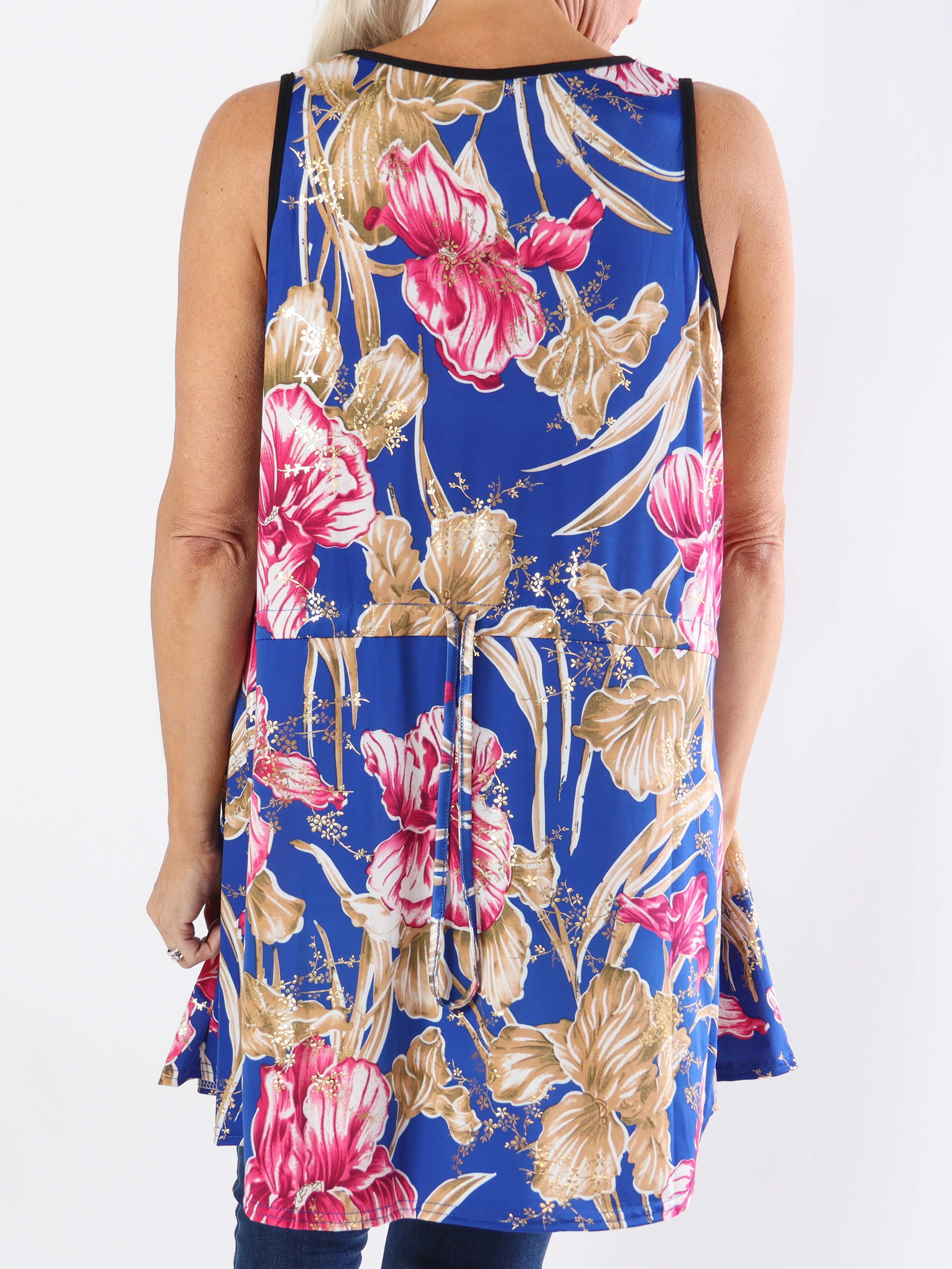 Palma Spring - Lang mønstret plus size tunika i elastisk stof